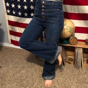 Forever 21 high rise button up bell bottom jeans